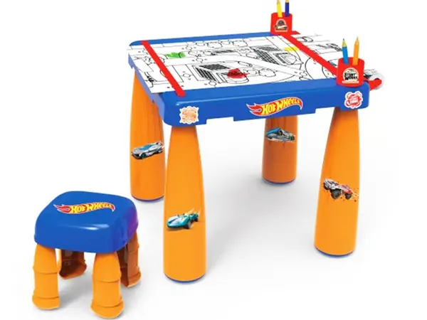 Hot Wheel-ის საბავშვო მაგიდა და სკამი.გასაფერადებლებით